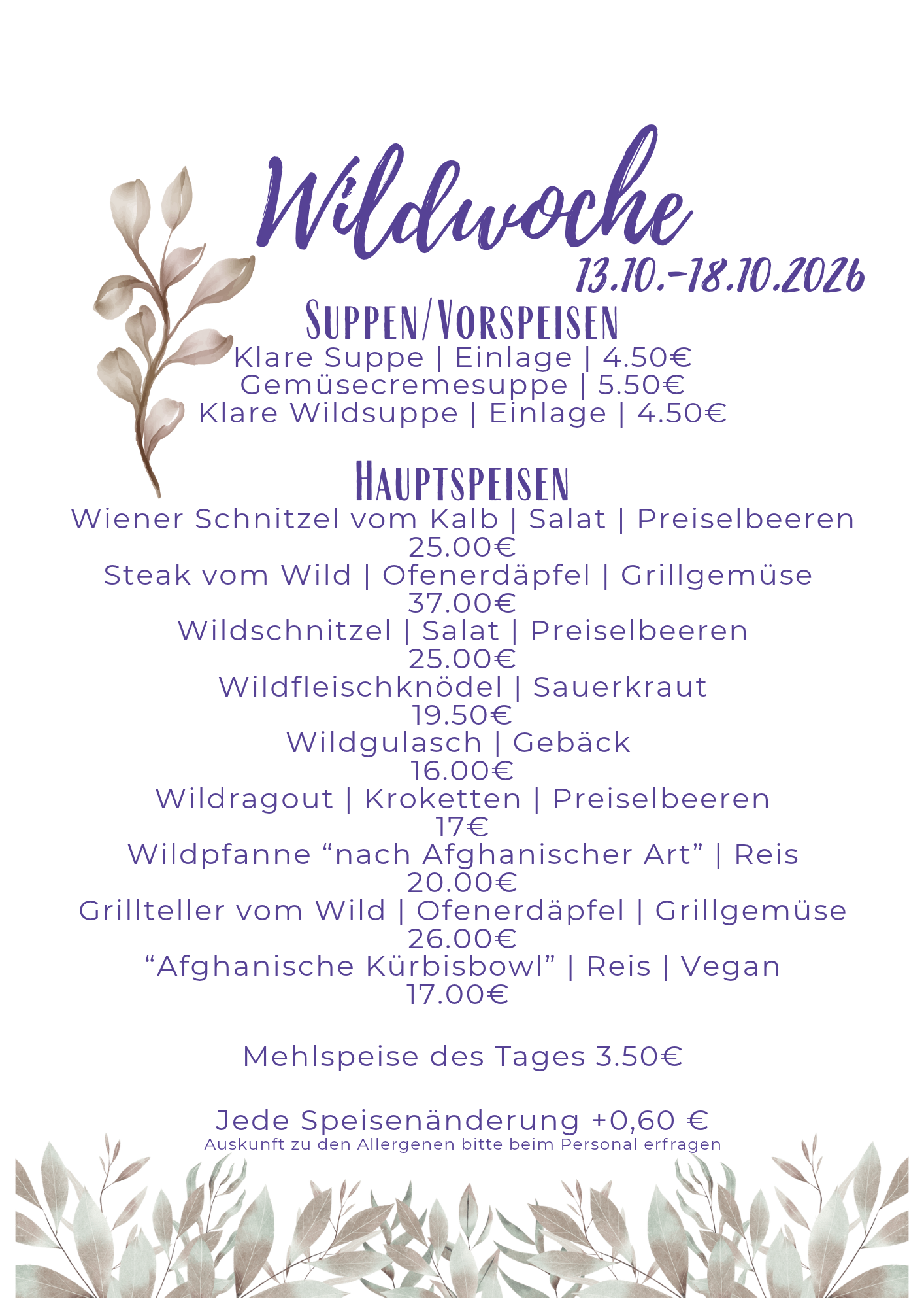 Speisekarte woche