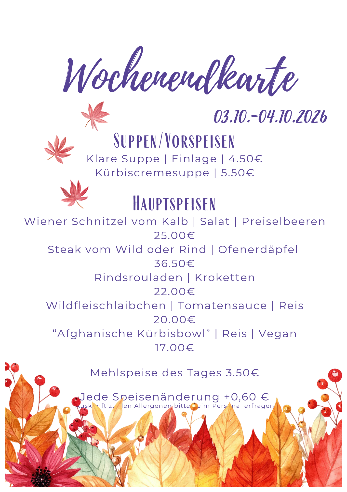 Wochenendekarte